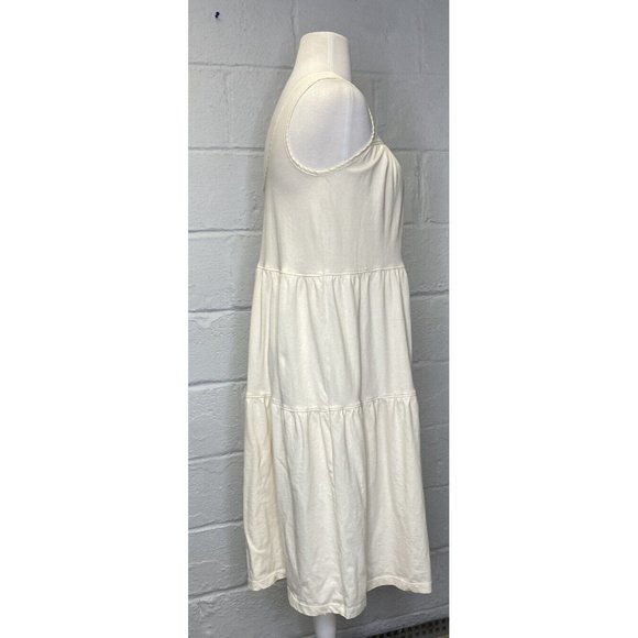 Everlane Womens XS Weekend Dress Ivory Canvas Tiered Sleeveless Cotton Scoop - Picture 3 of 9
